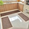Tapete Carpete Passadeira Cozinha Trama Jogo 3 Peças Marrom - 1