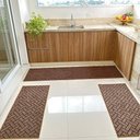 Ver imagem 4 de Tapete Carpete Passadeira Cozinha Trama Jogo 3 Peças Marrom