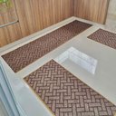 Ver imagem 3 de Tapete Carpete Passadeira Cozinha Trama Jogo 3 Peças Marrom