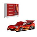 Ver imagem 2 de Kit Quarto Infantil Cama Colchão D20 Cômoda Meninos Carro:vermelho
