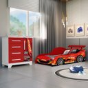 Ver imagem 1 de Kit Quarto Infantil Cama Colchão D20 Cômoda Meninos Carro:vermelho