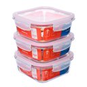 Ver imagem 1 de Kit com 3 Potes de Vidro Hermético 1,1L Quadrado Invicta