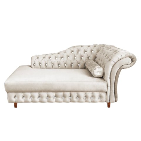 Divã Chesterfield Juliette 160 cm Pés Chanfrado Suede Bege
