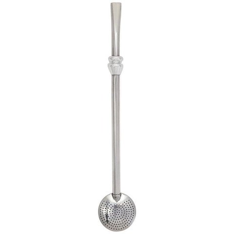 Bomba de Chimarrão Tererê Bojo Redondo Inteira Aço Inox 22cm