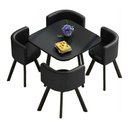 Ver imagem 5 de Mesa de Jantar Minimalista com 4 Cadeiras Compacta 1m2:base da Cadeiras Negras com Ecocuero/preto Qu