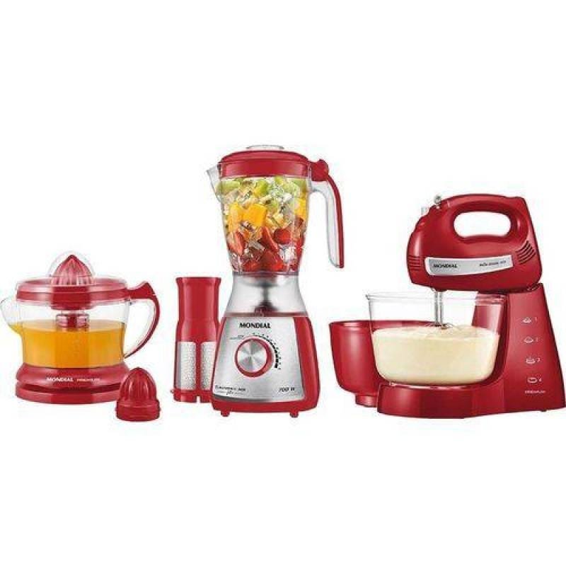Menor preço em Conjunto Especial Gourmet Red Mondial com Espremedor Batedeira e Liquidificador Kt-74