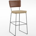 Ver imagem 3 de Kit 06 Banqueta Alta Cozinha Sala Jantar Allana L02 Couríssimo Marrom Linho Bege Escuro - Lyam