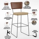 Ver imagem 4 de Kit 06 Banqueta Alta Cozinha Sala Jantar Allana L02 Couríssimo Marrom Linho Bege Escuro - Lyam