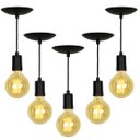 Ver imagem 1 de Kit 5 Lustre Pendente Tubo Cilindro Alumínio Preto Fio 120cm