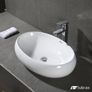 Cuba Lavabo Banheiro Em Cerâmica Louça Oval Branca Apoio Tubrax