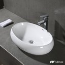 Ver imagem 1 de Cuba Lavabo Banheiro Em Cerâmica Louça Oval Branca Apoio Tubrax