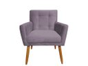 Ver imagem 3 de Kit Namoradeira + 1 Poltrona Decorativa Onix Suede Rosê Pés Madeira Mz Decor