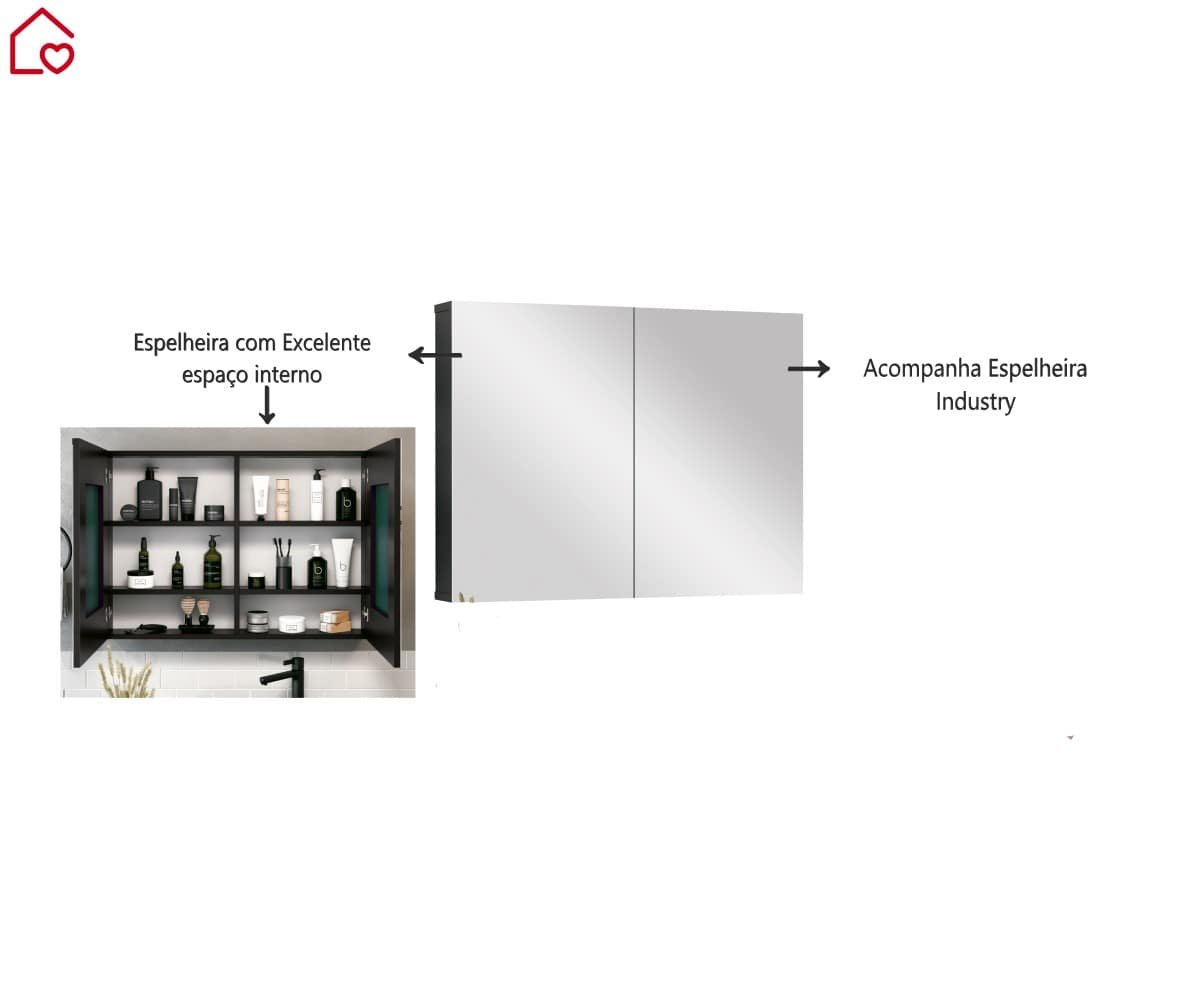 Ver imagem 5 de Espelheira para banheiro Preto Industry 80 - Armario Banheiro