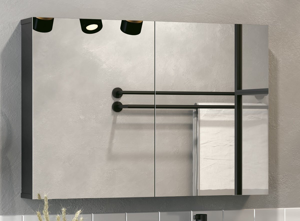 Espelheira para banheiro Preto Industry 80 - Armario Banheiro - 1