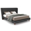 Ver imagem 2 de Cabeceira Casal Nilo 140cm com Cama Pés Madeira Suném P05 Linho Cinza Escuro - Lyam Decor