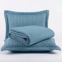 Ver imagem 1 de Kit Cobre Leito Bordare Casal 300 Fios Colcha Luxo Toque de Algodão Azul - 100% Poliéster