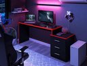 Ver imagem 4 de Mesa Gamer Drx 5000 Preto Trama Vermelho com Plataforma e 3 Gavetas Mdp 25mm