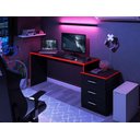Ver imagem 4 de Mesa Gamer Drx 5000 Preto Trama Vermelho com Plataforma e 3 Gavetas Mdp 25mm