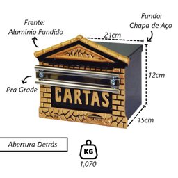 Caixa Correio Cartas Francesa Detras para Grade 15x21x12cm - 2