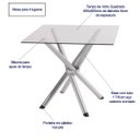 Ver imagem 2 de Mesa de Jantar ou Cozinha pé Palito para 4 lugares Cromada com Tampo de Vidro Quadrado Poltronas do