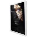 Ver imagem 2 de Quadro Decorativo Caixa Mulher Olhos Dourados TaColado Moldura Caixa Alta 4,5cm Branca com Vidro 60 
