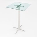 Ver imagem 2 de Mesa Alta Bar Bistrô Quadrada Madeira Industrial White Tampo Vidro Conjunto de Mesas e Cadeiras