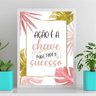 Quadro A ação é a chave para o sucesso 24x18cm:Madeira branca - 1