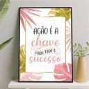 Ver imagem 2 de Quadro A ação é a chave para o sucesso 24x18cm:Madeira branca