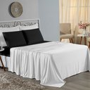 Ver imagem 1 de Jogo de Cama Casal Viúva Nobre 4 Peças Malha 100% Algodão - Branco / Preto