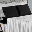 Ver imagem 3 de Jogo de Cama Casal Viúva Nobre 4 Peças Malha 100% Algodão - Branco / Preto