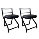 Ver imagem 1 de Kit 2 Cadeiras Banqueta Baixa Metal Estilo Industrial Assento Corino Preto