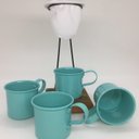 Ver imagem 1 de Kit de Café Egoista - Individual - 4 canecas Azul Claro - Demolição - feito a mão