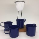 Ver imagem 1 de Kit de Café Egoista - Individual - 4 canecas Azul - Demolição - feito a mão