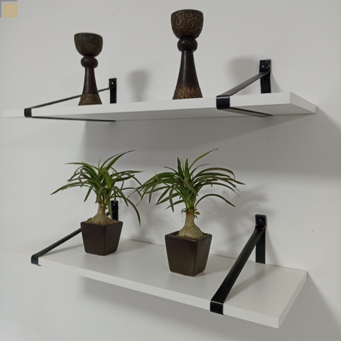Kit 2 Prateleira 60x25 Parede Mdf com Alça Couro Suporte