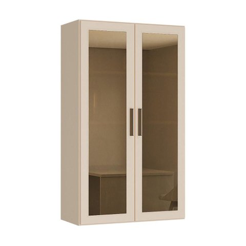 Cristaleira Armário Aéreo com 2 Portas de Vidro 70cm Milano Multimóveis MP2332 Vanilla/Reflecta