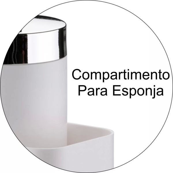 Dispenser Para Detergente de Pia Em Plástico PS Eleganza - Branco - 3