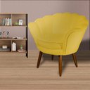 Ver imagem 1 de Poltrona Decorativa Estofada para Quarto Closet Pétala Veludo Mostarda - Lm Decor