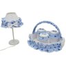 Kit Higiene 5 Peças Pvc Abajur, Cesta e Jogo de Potes Poá Coroas Azul - 1