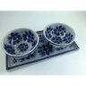 Conjunto de bandeja e 2 bowls feito e pintado a mão - 1