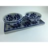 Conjunto de bandeja e 2 bowls feito e pintado a mão - 2