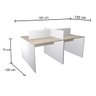 Estação de Trabalho 180x120cm para 4 pessoas Cor: Nogueira Casablanca Branco - 2