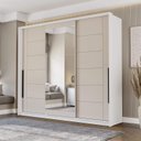 Ver imagem 1 de Guarda Roupa Casal 220cm 3 Portas de Correr com Espelho 240856 Lisboa Politorno Móveis