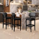 Ver imagem 2 de Kit 03 Banquetas Alta Para Cozinha Madeira Fixa Betta L02 Preto Couríssimo Preto - Lyam Decor