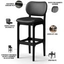 Ver imagem 4 de Kit 03 Banquetas Alta Para Cozinha Madeira Fixa Betta L02 Preto Couríssimo Preto - Lyam Decor