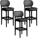 Ver imagem 1 de Kit 03 Banquetas Alta Para Cozinha Madeira Fixa Betta L02 Preto Couríssimo Preto - Lyam Decor