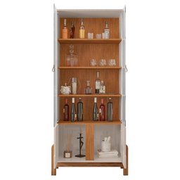 Sala de Jantar Lizz com Cristaleira e Buffet Aparador com Adega Off White/cedro - Casa D - 3