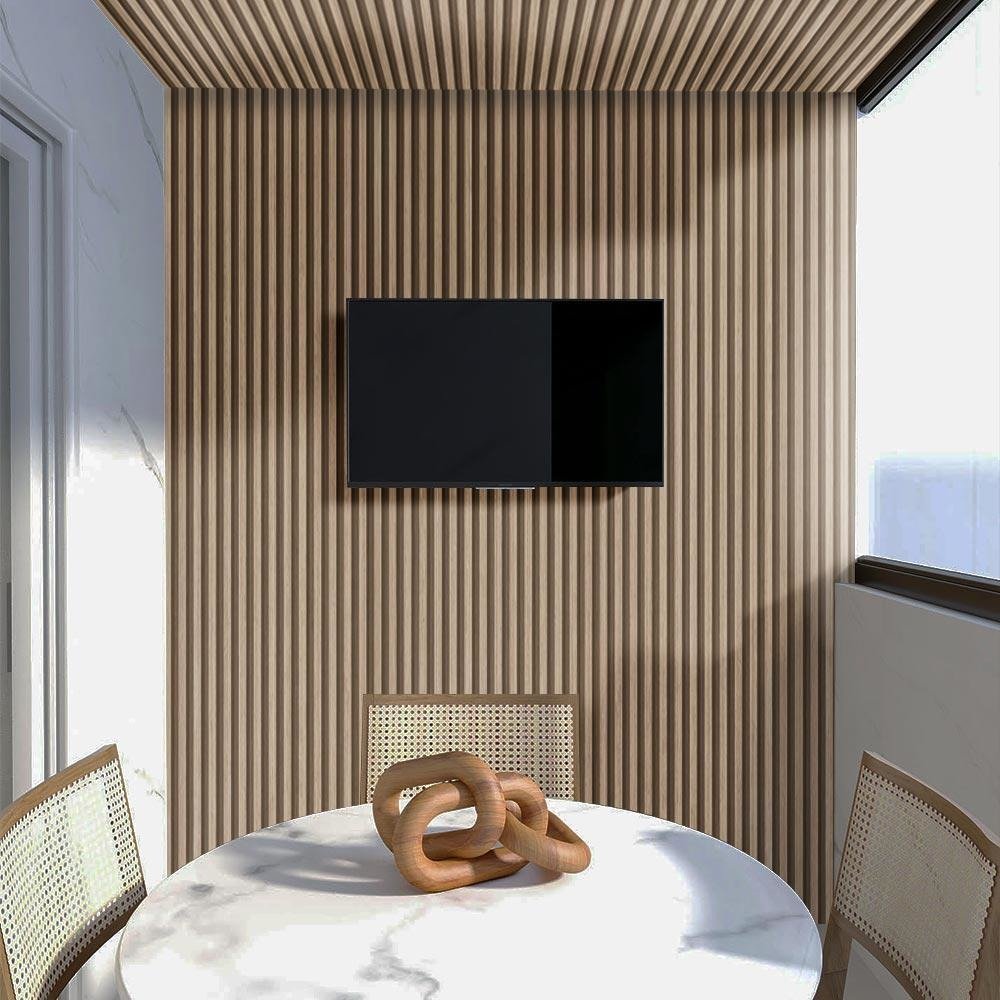 Kit 10 Painel Ripado Prime Madeira Pvc Carvalho Lisboa Dual Touch 2,9m X 16cm - 2