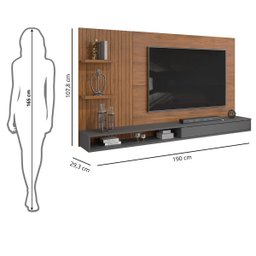 Painel para Tv até 60 Polegadas 2 Prateleiras Bento Dj Móveis Freijó/cinza Urbano - 8