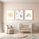 Ver imagem 1 de Kit 3 Quadros Decorativos Infantil - Boho Encantado NO2 - 40x60 - Moldura Madeira