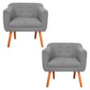 Ver imagem 1 de Kit 02 Poltronas Julia Linho Cinza A26 Pés Palito Castanho